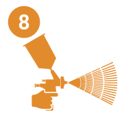 11 A green background with an orange image of a camera.