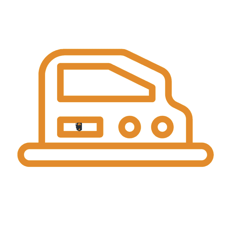 14 A computer monitor with an orange outline on it.