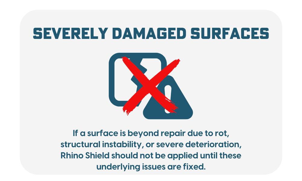 2 A sign that says, " severely damaged surface."