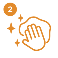 5 A hand with an orange glove is next to the sun.