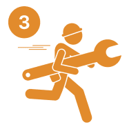 6 A person with a wrench running in front of a sun.