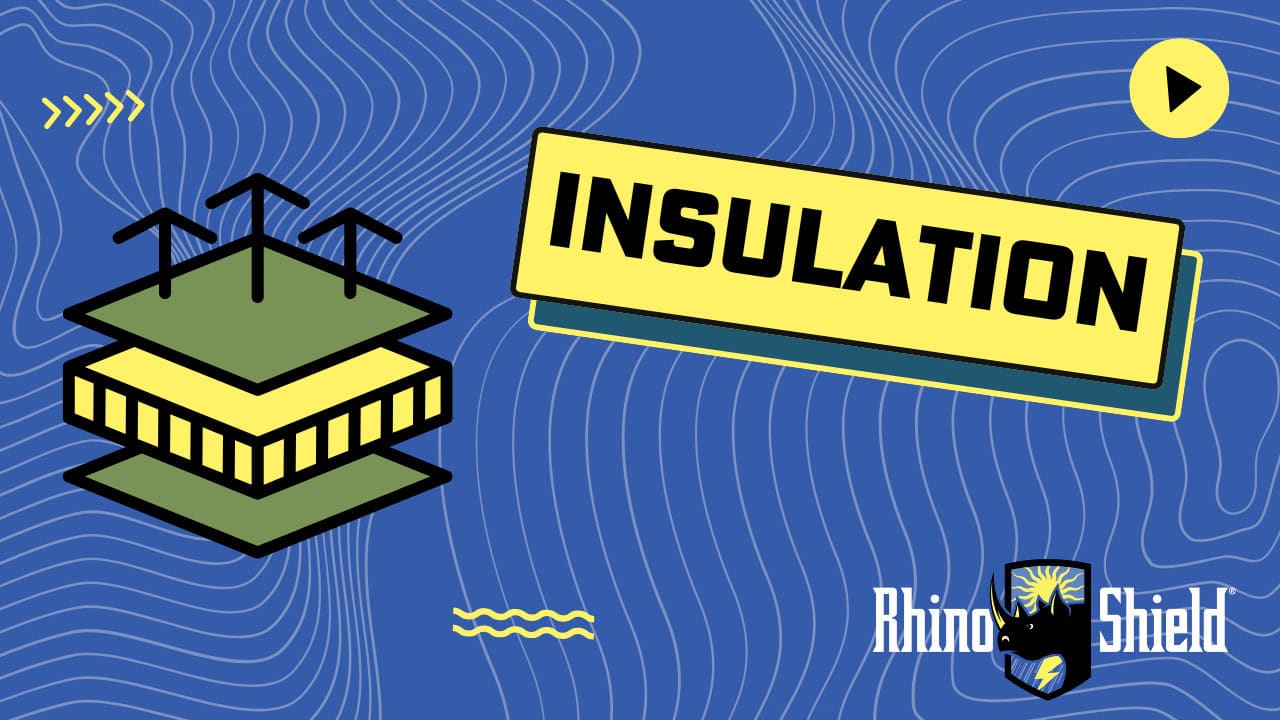 Core-Benefits_03 A blue background with buildings and the word insulation.