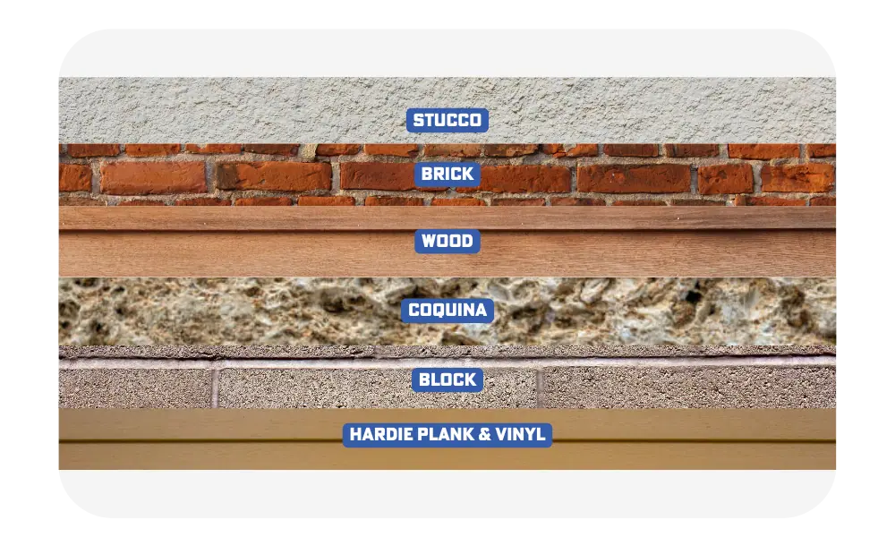 surfaces A picture of different types of materials on the wall.