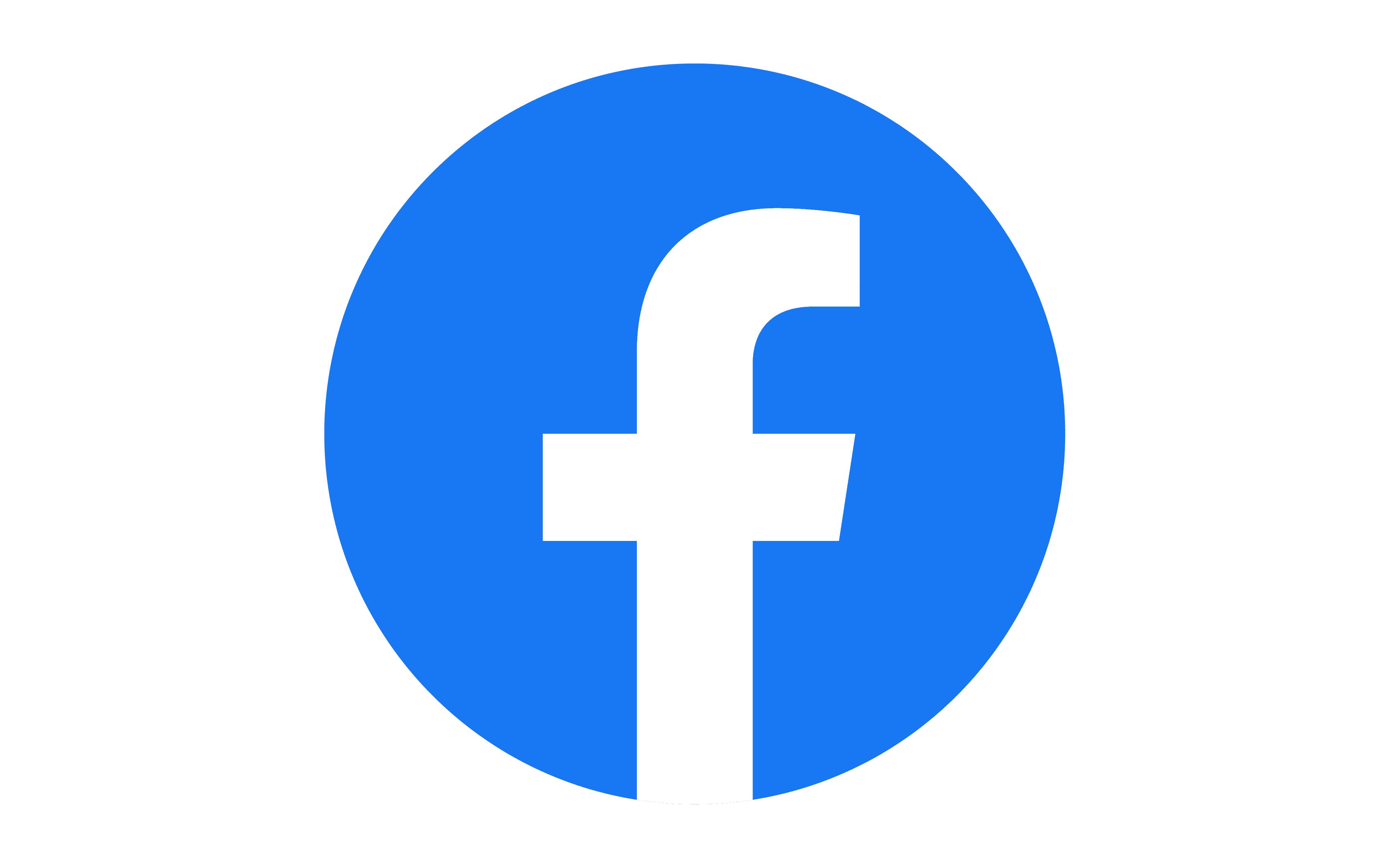 A blue and white facebook logo in a circle.